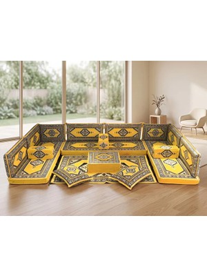 Feyza Decor Home Saraylı Şark Köşesi 18 Parça Minder Takımı – 10 cm Kalınlık | Otantik Yer Sofrası & Lüks Salon Dekoru