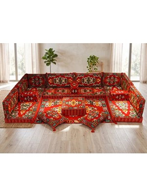 Feyza Decor Home Şark Köşesi Takımı Kilim Desenli