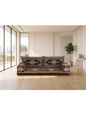 Feyza Decor Home Saraylı Desenli Modern Şark Köşesi Takımı - 10 cm Kalın Süngerli