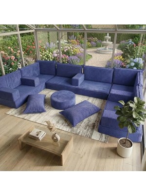 Feyza Decor Home Premium Fitilli Kadife Modüler Dinlenme Minderi L Set 19 Parça 20 cm