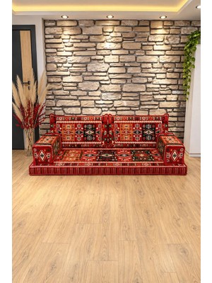Feyza Decor Home Milas Desen Şark Köşesi Oturma Grubu – 2 Kolluklu Minder Takımı, Sünger Dahil