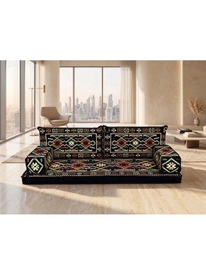 Feyza Decor Home Anadolu Desen Yer Minderi Koltuk – Otantik Şark Köşesi Sediri, Kilim Desenli Tekli Oturma Minderi, Bohem Dekor