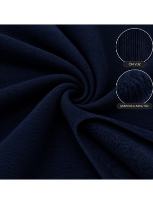 3 Iplik Şardonlu Lacivert Kumaş Sweatshirt Eşofman Hoodie (Boy: 100 En: 185 )
