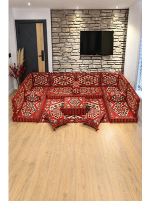 Feyza Decor Home Yörük Desenli 18 Parça Şark Köşesi Oturma ve Sedir Takımı