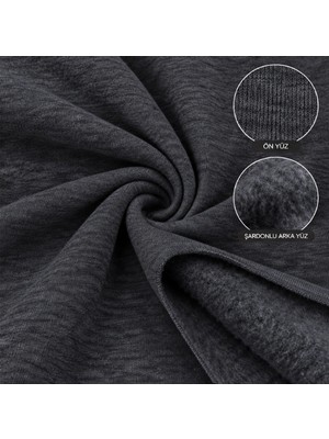 3 Iplik Şardonlu Antrasit Kumaş Sweatshirt Eşofman Hoodie (Boy: 100 En: 185 )