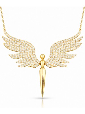Blackcraft 925 Ayar Gold Kaplama Mikail Meleği Gümüş Kadın Kolye