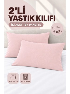 Maison Luré Pembe Pamuklu 2'li Yastık Kılıfı Seti