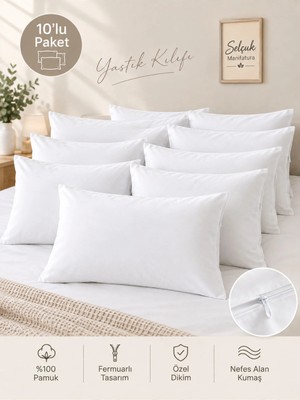 Maison Luré Fermuarlı Beyaz Pamuklu 50X70 Yastık Kılıfı