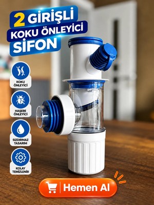 2 Girişli Mutfak ve Banyo Lavabo Altı Için Koku ve Haşere Önleyici SifonBAZI ÜRÜNLERDE ÇATLAMA YAPAN ALT KAPAĞIN MALZEME KALİTESİ ARTTIRILDI.