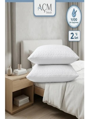 Maison Luré 2'li Sıvı Geçirmez Yastık 50X70 cm Mikro Kapitone Yastık Alezi