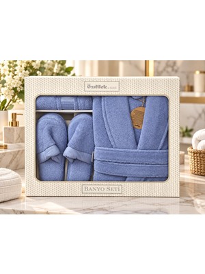 Özdilek Colourist Gök Mavi Kişisel Banyo Bornoz Seti (Xl Beden)