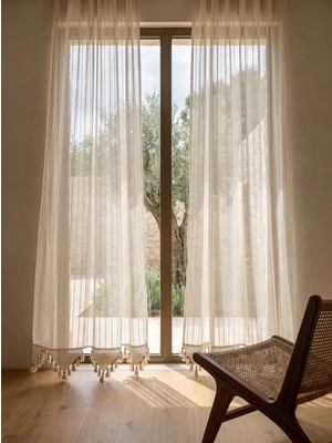 Buldan Concept İşi Otantik Çizgili Tül Perde 100X220 Cm