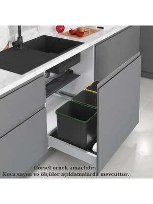 Elovias Starax 2555 80CM Çekmece Içi Otomatik Çöp Kovası 36+3 Litre Antrasit 3kova Modül 80CM (S-2555-A)