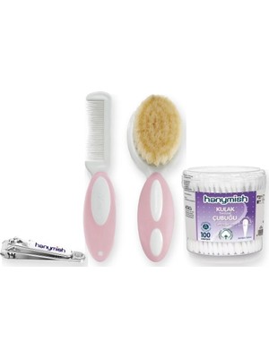 Chicco Kişisel Bakım Seti 3 Parça: Tarak-Fırça + Hanymish Tırnak Makası + Hanymish Kulak Çubuğu - Pembe