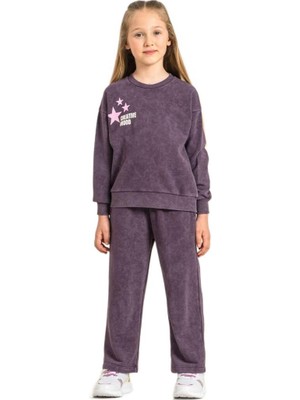 Rolypoly Kız Çocuk Mor Uzun Kol Pijama Takımı 3927-3