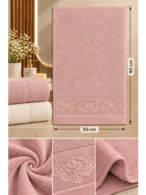 Softtowel %100 Pamuk Floş Jakar Yüz Havlusu 50X90 cm Yüksek Su Emici Banyo El Yüz Havlusu