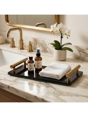 Elovias System Banyo Tepsisi Cam/Gold Branch Renk (BA2016 037 C2-GB)