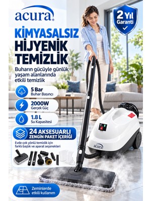 Acura AC-130 Pro 24 Aksesuarlı Profesyonel Buharlı Temizleyici