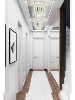 Lambadar Kristal Taşlı Model Modern Tekli Plafonyer Model Beyaz Avize