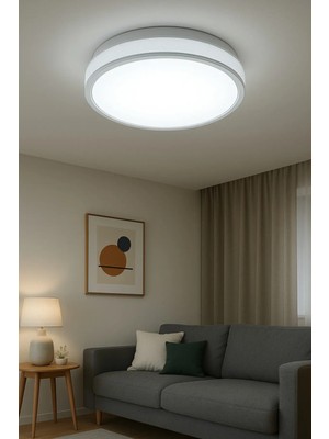 Lambadar Ionia Model Özel Tasarım 26 cm Orta Boy Modern Beyaz Işık LED Plafonyer Avize
