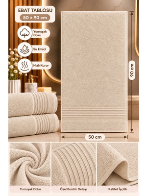 Softtowel 2'li 100%  Pamuk  Bordürlü Yüz Havlusu 50X90 cm Yüksek Su Emici Banyo El Yüz Havlusu
