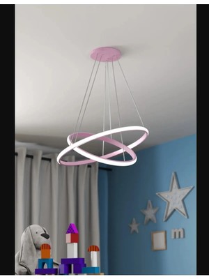 Lambadar Ikili Halka Model Sarkıt Modern LED Beyaz Işık Ultra Power LED Avize Salon Mutfak Oda Ledli Avize