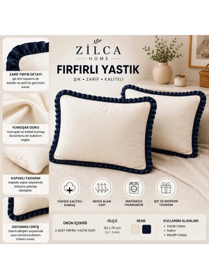 Maison Luré Lacivert Fırfırlı Yastık Kılıfı 2’li Set 50X70 cm