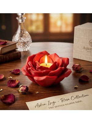 Lirya Craft Tealight Mum Hediyeli Gül Tasarımlı Dekoratif Mumluk - Pla 3D Baskı Romantik Masaüstü Aksesuarı