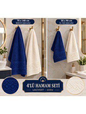 Softtowel 4 Iü Hamam Seti 50X90 ve 70X140 Pamuk Jakarlı