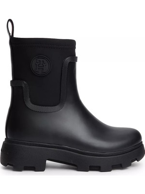 Tommy Hilfiger Kadın Içi Sıcak Astarlı Kauçuk Tırtıklı Tabanlı Th Monogramlı Siyah Bot & Bootie FW0FW09544-BDS
