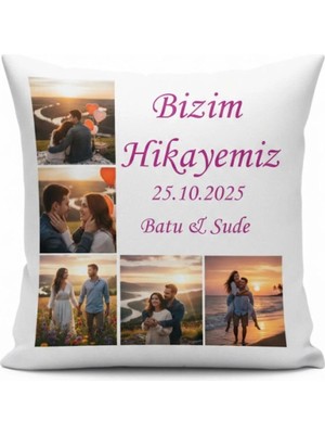Maison Luré Hikayemiz Yazılı Kişiye Özel Yastık