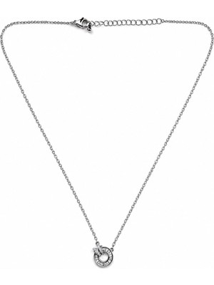 Sacha Daire Formlu Baget Taşlı Silver Kolye
