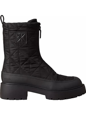 Calvin Klein Kadın Kalın Tabanlı Fermuarlı Emblem Logo Desenli Mat Yüzey Siyah Bot & Bootie HW0HW03205-0GJ