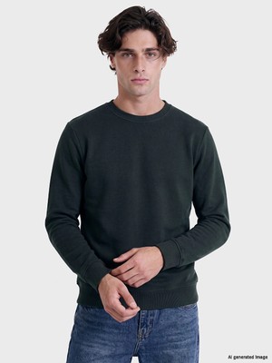Lc Waikiki Yeni Sezon Yeşil Bisiklet Yaka Erkek Sweatshirt