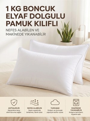 Maison Luré 2'li Elyaf Yastık 1 kg Pamuk Kılıflı Yastık Seti