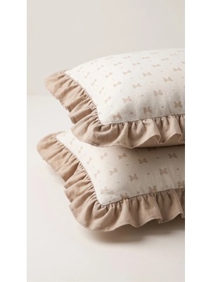 Maison Luré Fırfırlı Pamuklu Yastık Kılıfı 2 Adet Gizli Fermuarlı