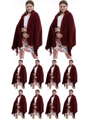 ALDAIYR 10 Adet Polar Kışlık Bordo Atkı Şal Puffy Chic Premium Soft
