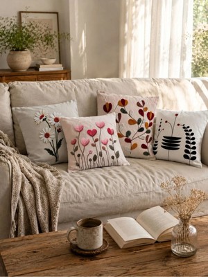 Loselya 4'lü Dijital Baskılı Dekoratif Kırlent Kılıfı Seti 43 x 43 cm