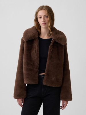 Gap Kadın Kahverengi 100% Recycled Relaxed Suni Kürk