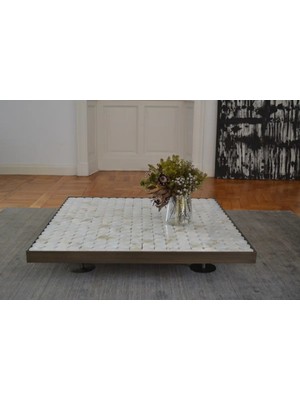 SCY Marble Doğal Gerçek Mermer Tablalı Dekoratif Orta Masa Lobi Masası Metal Ayaklı Mermer Orta Sehpa