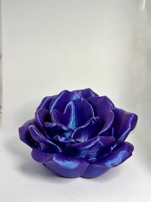 Lirya Craft Tealight Mum Hediyeli Mor Gül Tasarımlı Dekoratif Mumluk - Parlak Silk Pla 3D Baskı Aksesuar