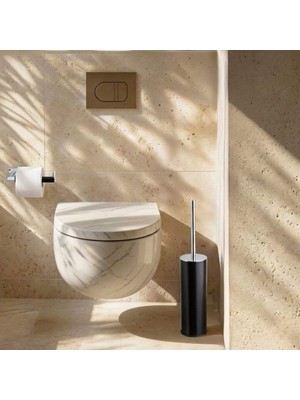 Elovias System Banyo Tuvalet Fırçalığı Siyah/Krom Renk (BA4004 009 AL6-CR)
