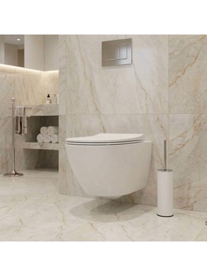 Elovias System Banyo Tuvalet Fırçalığı Beyaz/Krom Renk (BA4004 009 AL7-CR)