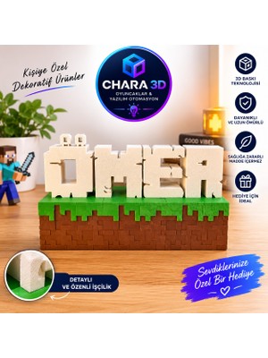 Chara Isme Özel Minecraft Blok Dekor 4 -5 Harf