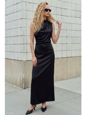 Sateen Kadın Kolsuz Elbise 2307-3559