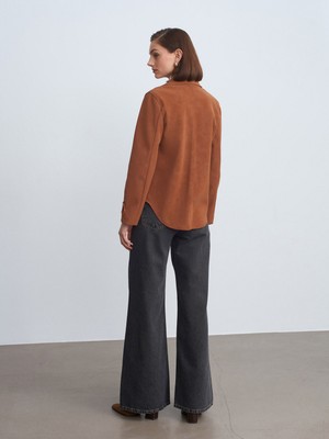 Dilvin 60778 Süet Ceket-Camel