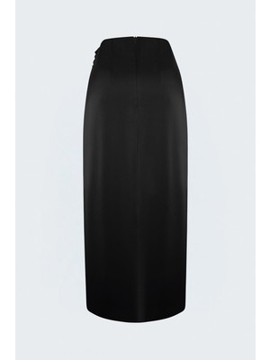 Sateen Kadın Toka Detaylı Saten Etek 2326-4782