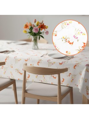 Str Store Baskılı Yıkanabilir 140 x 140 cm Masa Örtüsü Mutfak Bahçe Piknik Masa Örtüsü I Kırmızı Ağırlıklı Çiçek Desenli