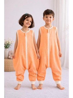 Str Store Yazlık Kolsuz Müslin Bebek ve Çocuk Uyku TULUMU%100 Pamuk 0.5 Tog Oeko-Tex Sertifikalı Nefes Alan Terletmeyen Kumaş Çift Yönlü Fermuarlı Unisex 2-8 Yaş (3-4 Yaş)
