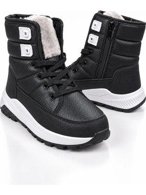 Slipcat Unisex Çocuk, Kaymaz Tabanlı, Bağcıklı, Termal, Kışlık Kar Botu